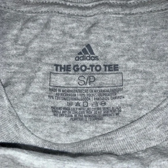 NWT Adidas Women’s Small Grey & Blue ‘Three Stripe Life’ Graphic T-Shirt - Picture 9 of 12